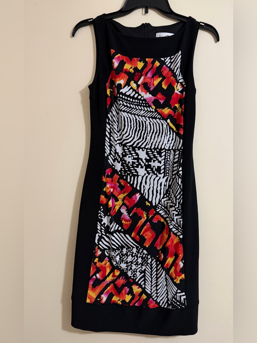 Joseph Ribkoff Multicolor Geometric Sleeveles Bodycon Stretch Dress Sz 4